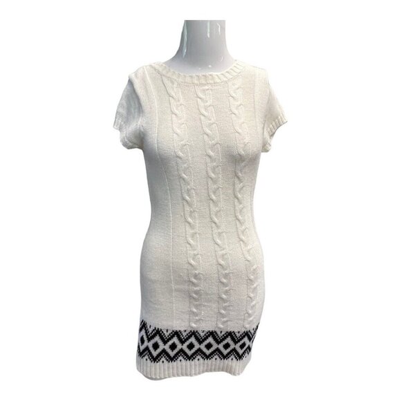 Made For Me to Look Amazing Sweater Dress~Size S~Ivory/Black with Scarf L5 21 - Picture 6 of 10